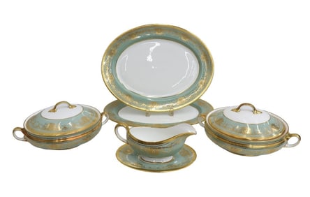 5 Piece Aynsley England Porcelain Serving Dishes in Marlborough Green Mid C