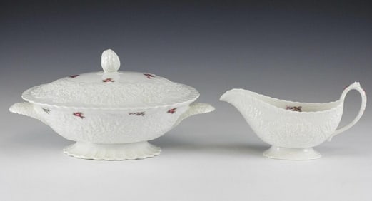2pc Spoon Bride Billingsley Rose Oval Tureen and Gravy Sauce Boat