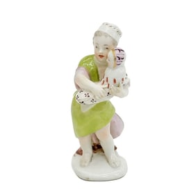 Royal Vienna Austria Painted Porcelain Miniature Figurine Woman with Baby 19th c