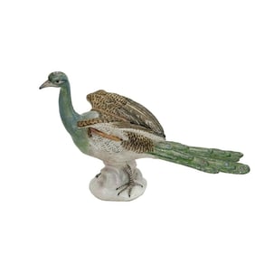 Meissen Germany Hand Painted Porcelain Peacock Bird Figurine 19th century
