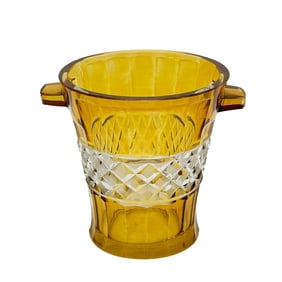 Bohemian Amber Cut to Clear Glass Ice Bucket or Wine Cooler early 20th century