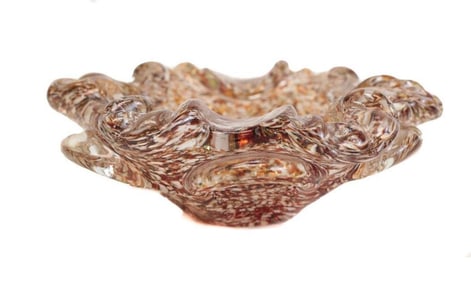 Murano Art Glass Multi-Color and Controlled Bubble Scallop Bowl, c.1950