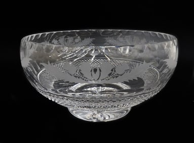 Edinburgh Scotland Crystal Cut Glass Centerpiece Bowl in Thistle