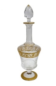 Saint (St) Louis France Cut Glass 14 in Wine Decanter in Thistle Signed