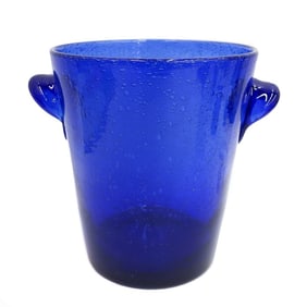 French Blown Controlled Bubble Twin Handled Ice Bucket 20th Century