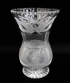 Edinburgh Scotland Crystal Cut Glass 9.875 inch Vase in Thistle