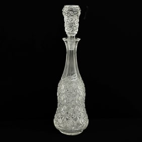 American Libbey Cut Glass 16.25 inch Decanter Hobstars early 20th century