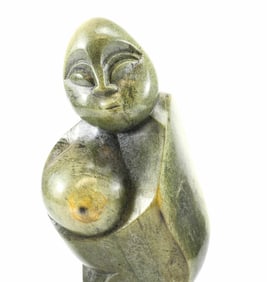 Carved Stone Sculpture of an Abstract Figure; Signed, 20th Century