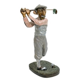 Charles Bragg American Cold Painted Bronze Sculpture Golfer Ltd Ed/275 Signed