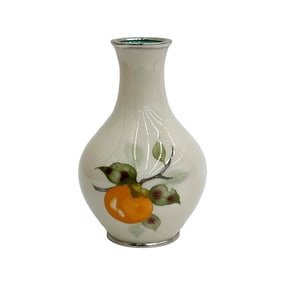 Yukio Tamura Japanese Cloisonne Enamel Vase Citrus Signed