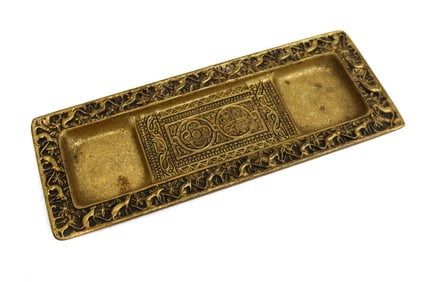 Tiffany Studios New York Gilt Bronze Venetian Ermine Desk Pen Tray #1642