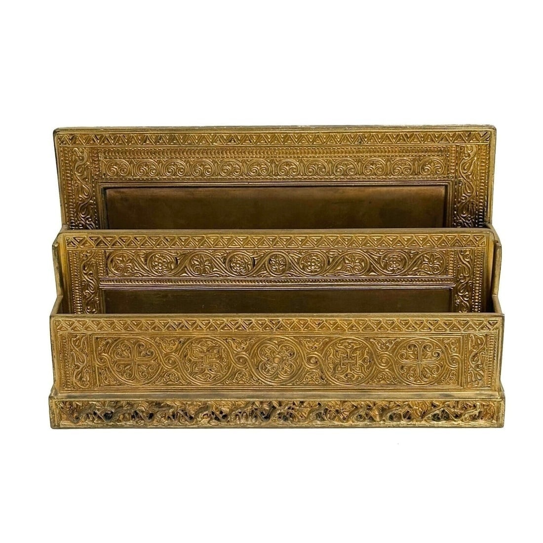 Tiffany Studios New York Gilt Bronze Letter Rack #1644 in Venetian (1 of 7)