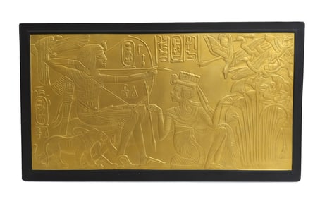 Wedgwood England Gilt and Black Basalt Plaque Lord of the Two Lands with Box