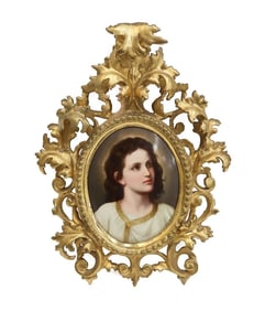 Dresden Hand Painted Porcelain Plaque of Christ After Heinrich circa 1900