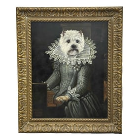 Thierry Poncelet Anthropomorphic Portrait Westie White Terrier Oil Painting