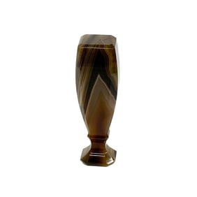 European Carved Banded Agate Stone Wax Seal Stamp circa 1900