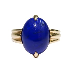 Gump's 14k Yellow Gold Oval Lapis Lazuli Ring Size 7.25