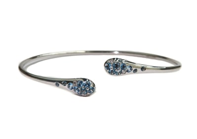 Alberto Milani Italian 750 White Gold Ombre Via Fiori Scuri Blue Topaz and Diamond Cuff Bracelet.