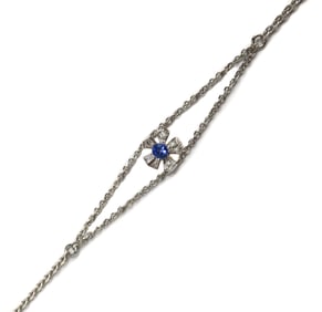 Mimi So 18k White Gold Blue Sapphire and Diamond Orchid Floral Bracelet