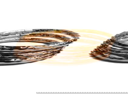 3 Ippolita 925 Rose Gilt Sterling Silver Oval Bangle Bracelets: 3 Ippolita 925 rose gilt sterling silver oval bangle bracelets. Hand wrought texture to each bracelet and each signed "Ippolita 925" Weight: Approx. 67.42 grams Measurements: Approx. 7.5 inches circum