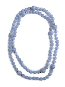 14k Yellow Gold and Blue Lace Agate Beaded Necklace