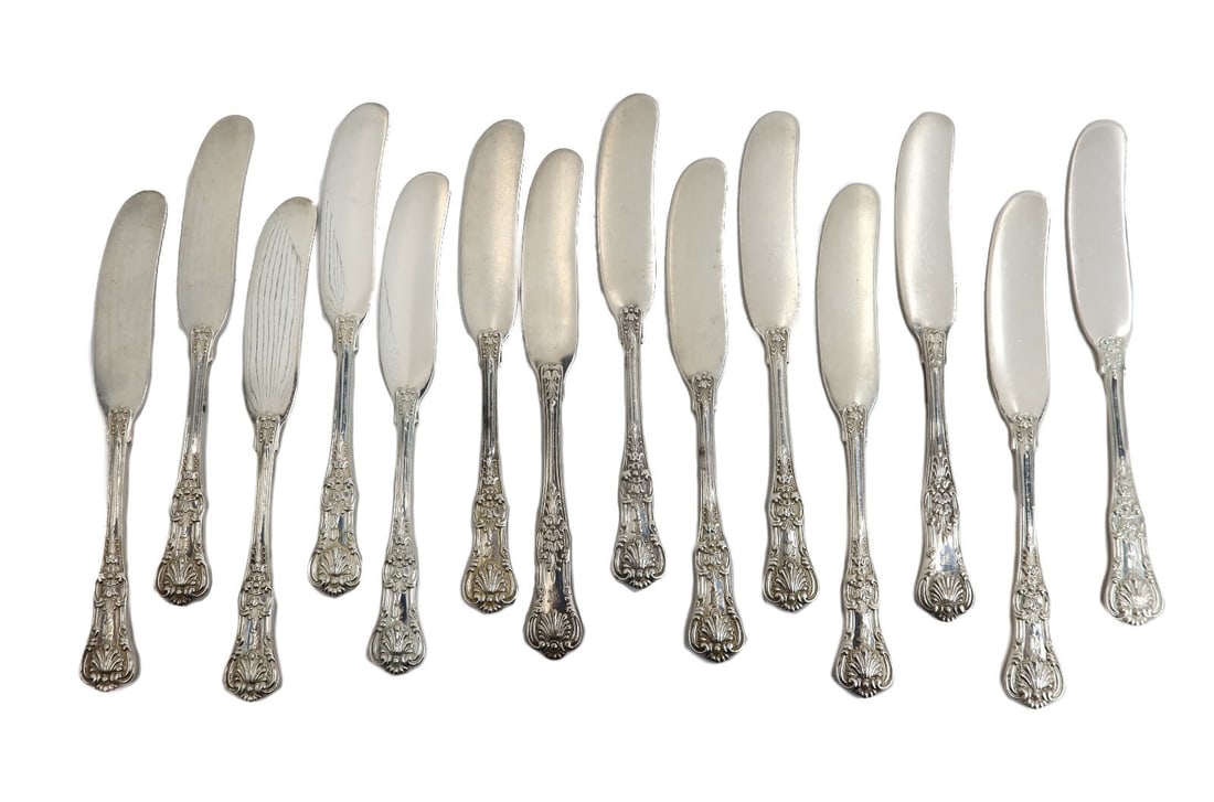 14 Tiffany & Co Sterling Silver Butter Spreader Knives Spoons in English King (1 of 5)