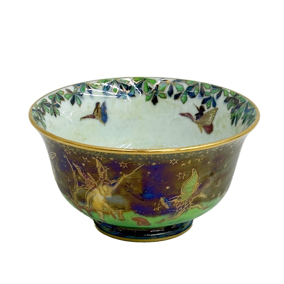 Wedgwood England Fairyland Lustre Porcelain Bowl Leapfrogging Elves Z4968 c 1920 (1 of 7)