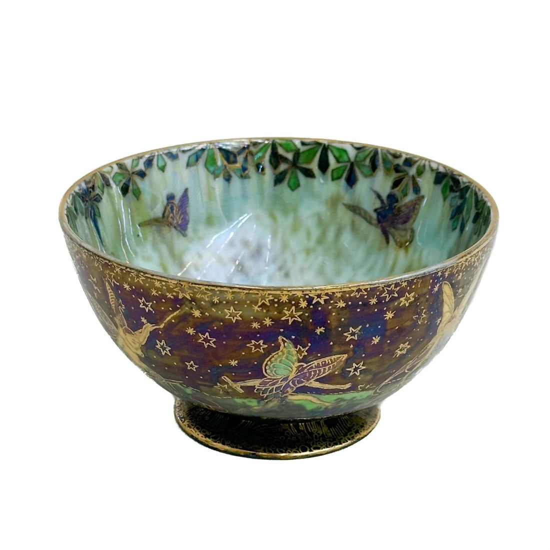 Wedgwood England Fairyland Lustre Porcelain Bowl Leapfrogging Elves Z4968 c 1920 (1 of 7)