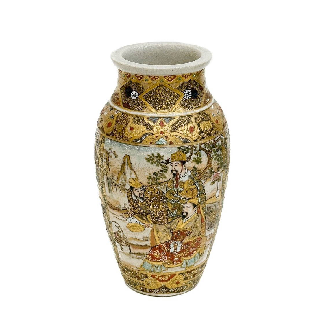 Japanese Hand Painted Porcelain Miniature Vase Samurai Meiji period