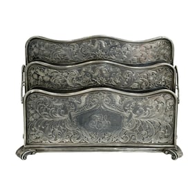 Graff, Washbourne & Dunn American Sterling Silver Engraved Letter Holder c 1900