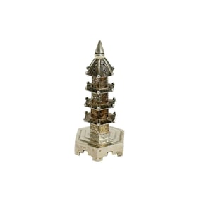 Wang Hing & Co Hong Kong Chinese Export Silver Miniature Pagoda Salt or Pepper