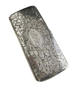 William B. Kerr Sterling Silver Case Etched Foliate Scrolls #4076 circa 1900