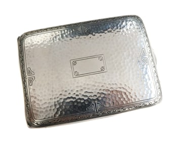 James E. Blake & Co. Sterling Silver Hand Hammered Gilt Card Case #192 c1900