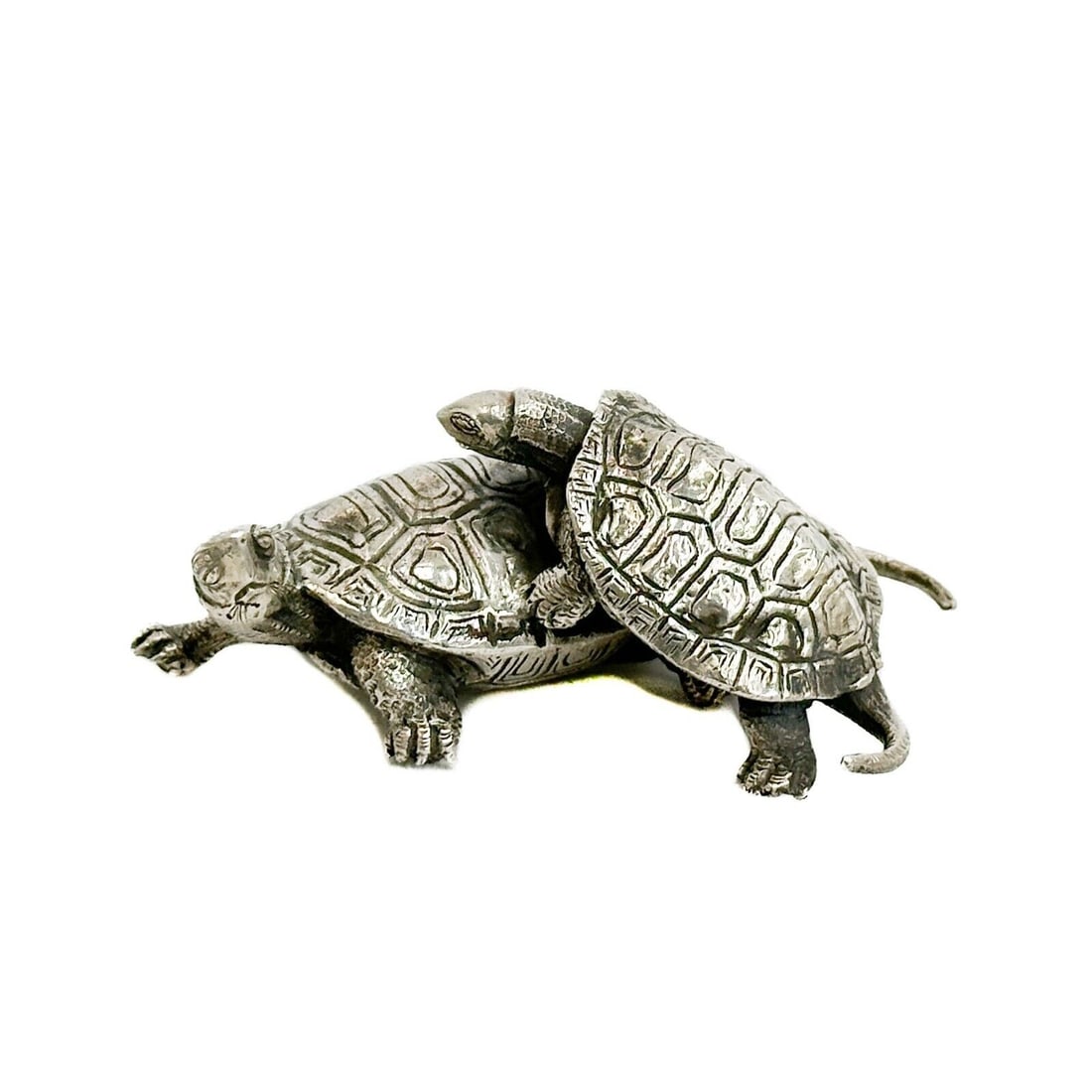Japanese Silver Plate Tortoises Figurine Signed Yoshihide (1 of 5)