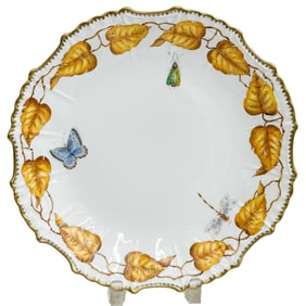 Anna Weatherley Designs Hand Painted Porcelain Round Serving Dish Amber Leaf