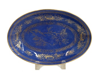 Wedgwood England Porcelain Powdered Cobalt Blue and Gilt Oval Dish circa 1900