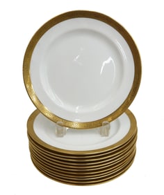 12 Lenox for Tiffany & Co Porcelain Gilt Rimmed 8.5 inch Dessert Plates c1920