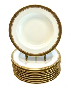 10 Cauldon England Porcelain Berry Bowls, circa 1910. Greek Key Borders