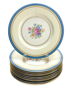 11 Lenox Porcelain 8.25 inch Dessert Plates, Floral Bouquet , circa 1950