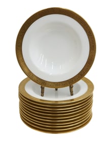 12 Lenox for Tiffany & Co Porcelain Gilt Rimmed Berry or Dessert Bowls c1920