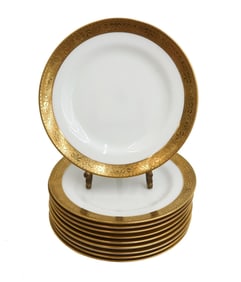 10 Lenox for Tiffany & Co Porcelain Gilt Rimmed Bread Plates circa 1920