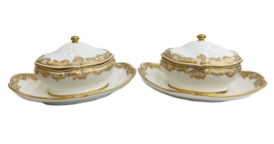 Pair Sevres Soft Paste Porcelain Sugar Bowls and Covers on Fixed Stands circa 1775