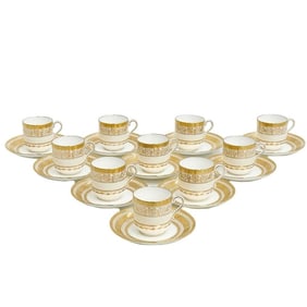 10 Minton England Gilt Porcelain Demitasse Cup & Saucers