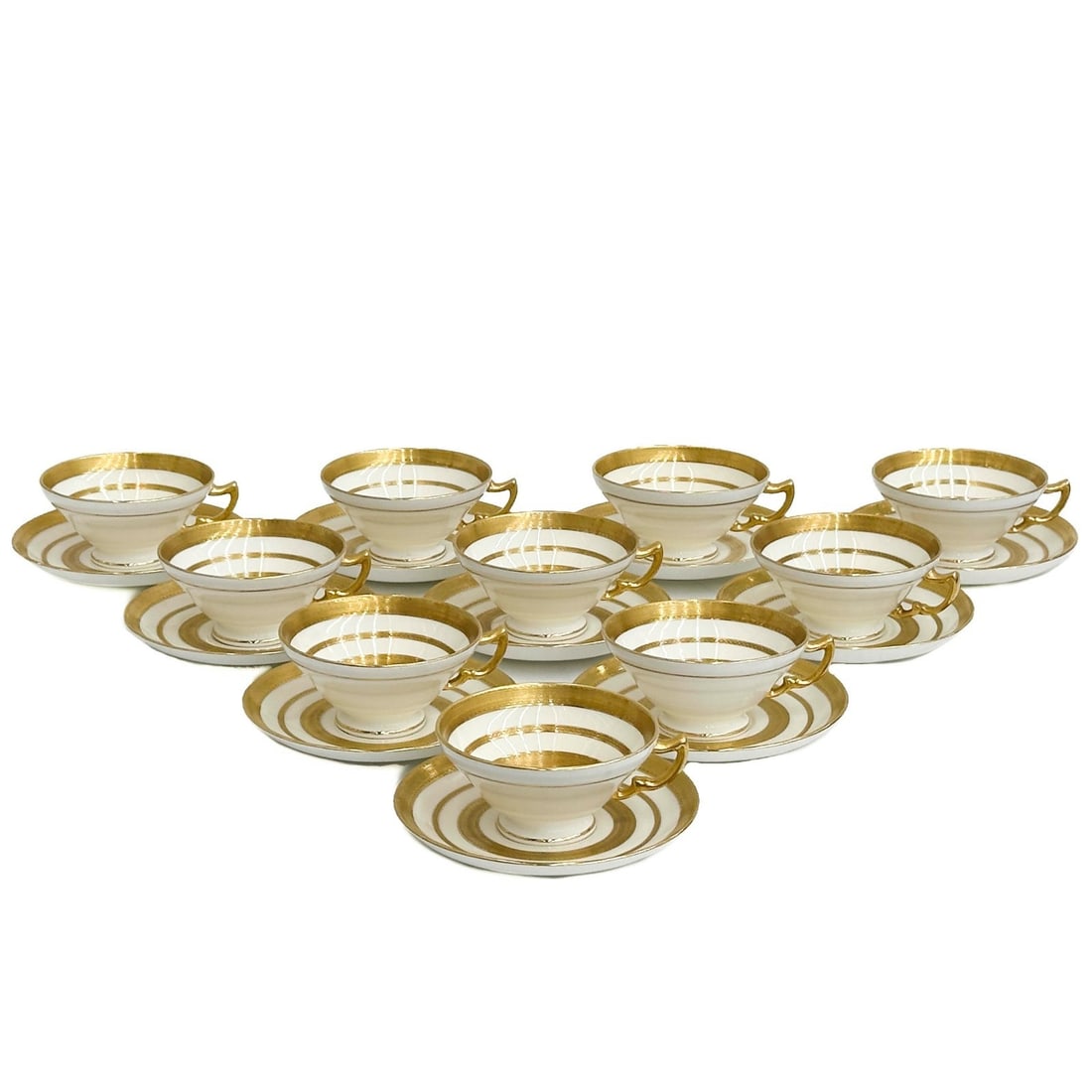 10 Minton England for Tiffany & Co Gilt Porcelain Cup & Saucers c1920 (1 of 6)