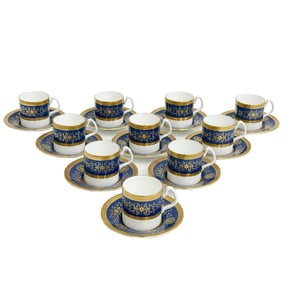 10 Coalport England Gilt Porcelain Demitasse Cup & Saucers in Lady Anne