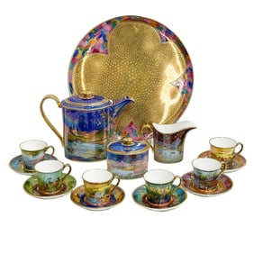 Wedgwood Fairyland Lustre Porcelain Tea Set of 6 Signed Lord Wedgwood Ltd Ed 1/1
