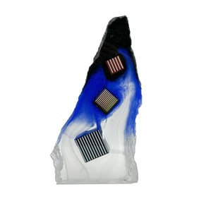 Colin Reid (b. 1953) Art Glass Geometric Sculpture Signed 1989