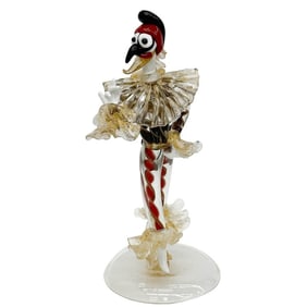 Flavio Poli Seguso Vetri D' Arte Murano La Commedia Glass Figure Harlequin c1940