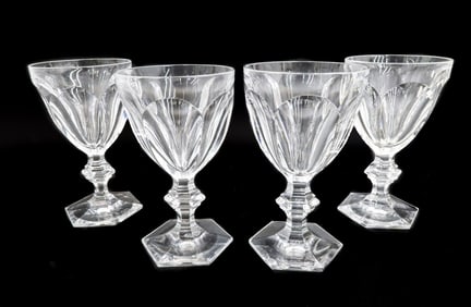 4 Baccarat France Water Glass Goblets in Harcourt Versailles Signed