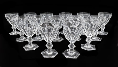 15 Baccarat France White Wine Glass Goblets in Harcourt Versailles Signed
